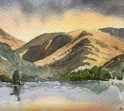 Iconic Lakeland Landscapes, in Watercolour - 'Kirkstone Pass and  Hartsop ' from Ullswater   - step by step with Mark Bradley 